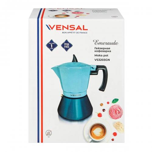 Кофеварка гейзерная на 9 чашки Vensal Emeraude зеленая