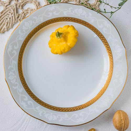 Тарелка обеденная 23 см Noritake Hampshire Gold белая