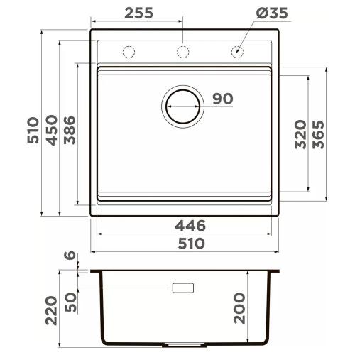 Кухонная мойка 44,6 см Omoikiri Kitagawa 51-GB графит