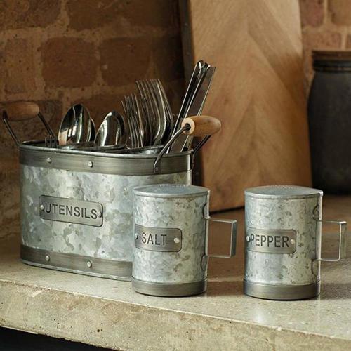 Солонка 9х7х10 см Kitchen Craft Industrial Kitchen серая