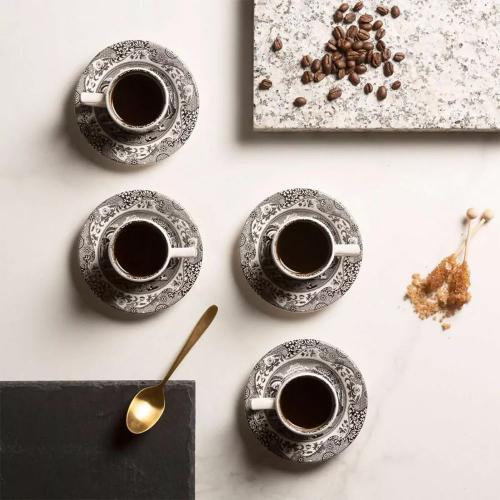 Чайная пара 90 мл Spode Black Italian белая