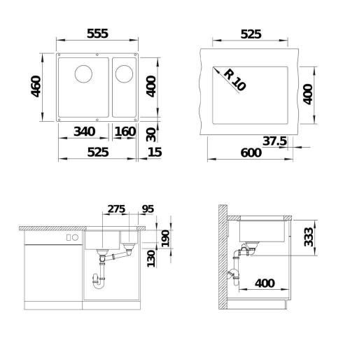 Кухонная мойка 55,5 см Blanco Rotan 340/160-U белая - 3 фото