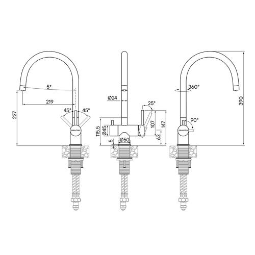 Смеситель 22,7 см Paulmark Heller Basis 401 антрацит - 3 фото