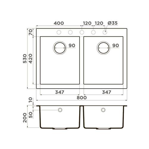 Кухонная мойка 80 см Omoikiri Solidity Bosen 80-2-SA бежевая - 2 фото