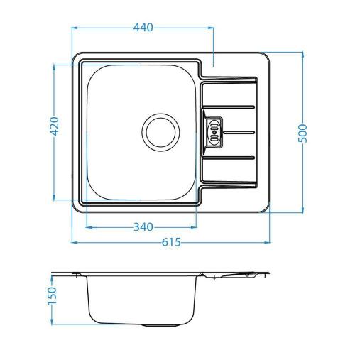 Кухонная мойка 61,5 см Alveus Line 60 NAT-90 неотполированная нержавеющая сталь