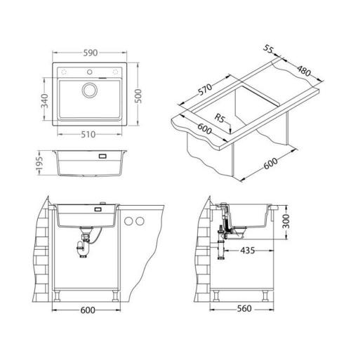 Кухонная мойка 59 см Alveus Granital Atrox 30 Terra - 3 фото