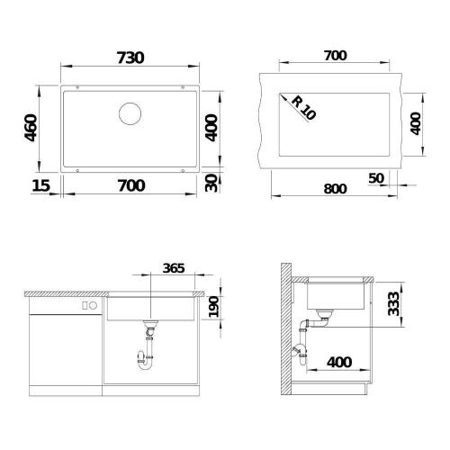 Кухонная мойка 73 см Blanco Rotan 700-U антрацит - 3 фото