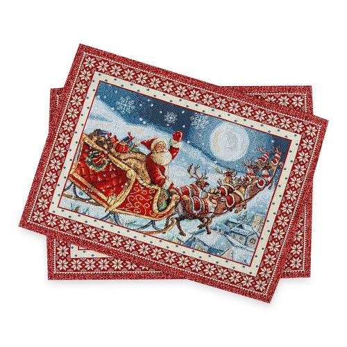 Набор подстановочных салфеток Mix&Match Home Новогодний гость красный 2 пр