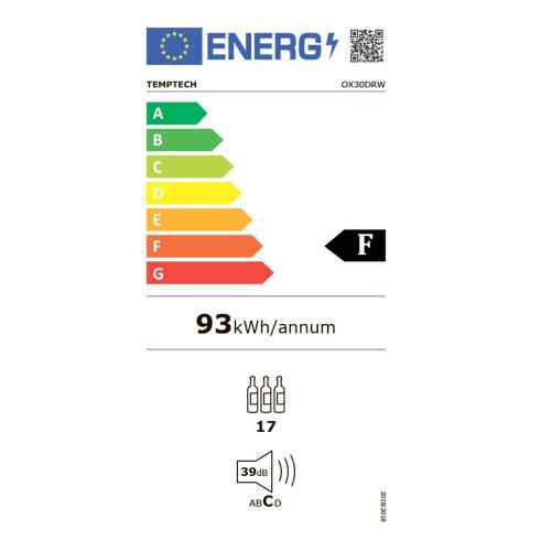 Винный шкаф на 17 бутылок Temptech Oslo OX30DRW белый