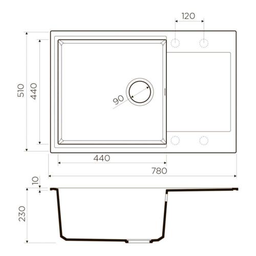 Кухонная мойка 78 см Omoikiri Solidity Daisen 78-LB-SA бежевая - 2 фото