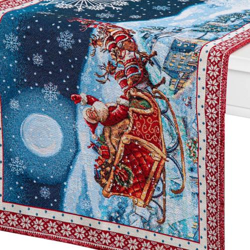 Дорожка 44х140 см Mix&Match Новогодний гость синяя