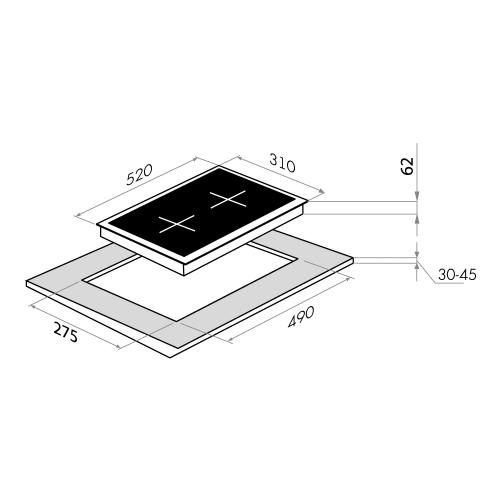 Индукционная варочная панель 31х52 см Maunfeld MVI31.2HZ.2BT-WH белая