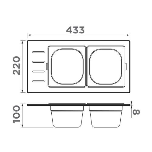 Контейнер для мойки 22х43,3 см 18 л Omoikiri DC-02-2-IN нержавеющая сталь