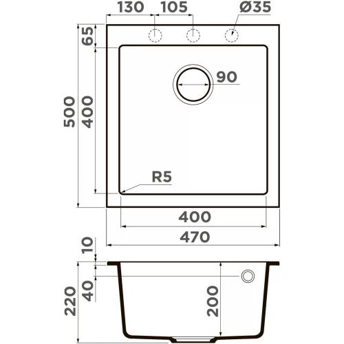 Кухонная мойка 40 см Omoikiri Bosen 47A-GB графит - 2 фото