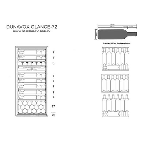 Встраиваемый винный шкаф на 72 бутылки Dunavox Glance DAVG-72.185DSS.TO стальной