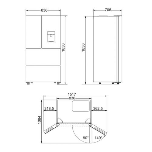 Холодильник French door 183х83,6 см Kaiser KS 80425 EM черный - 10 фото