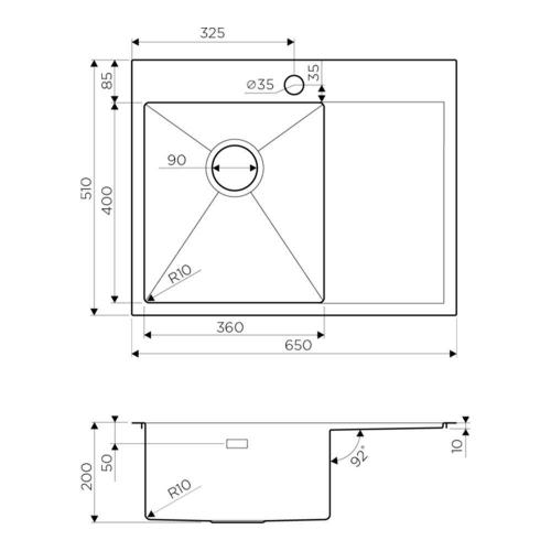 Кухонная мойка 65 см Omoikiri New Day Akisame 65-LG-L светлое золото