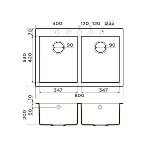 Кухонная мойка 80 см Omoikiri Solidity Bosen 80-2-DC темный шоколад - 2 фото