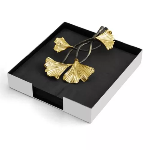 Салфетница 18х16,5 см Michael Aram Golden Gingko стальная