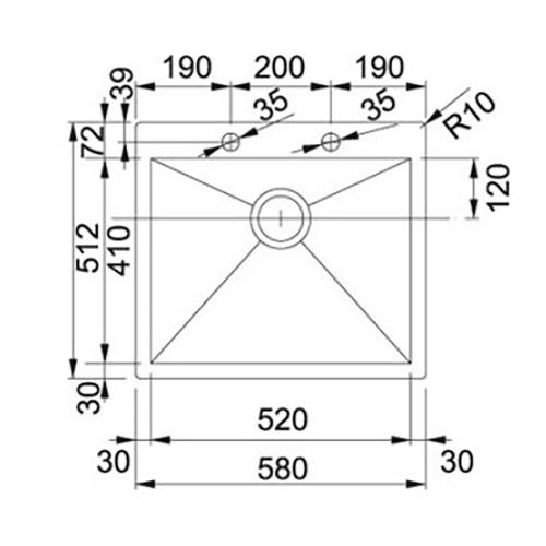 Кухонная мойка 58 см Franke PPX 210-58 B нержавеющая cталь