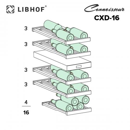 Встраиваемый винный шкаф на 16 бутылок Libhof Connoisseur CXD-16 черный