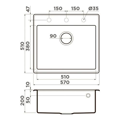 Кухонная мойка 57 см Omoikiri Solidity Tedori 57-GR leningrad grey - 1 фото