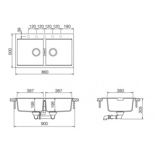 Кухонная мойка 86 см Schock Cristadur Horizont 90F аворио