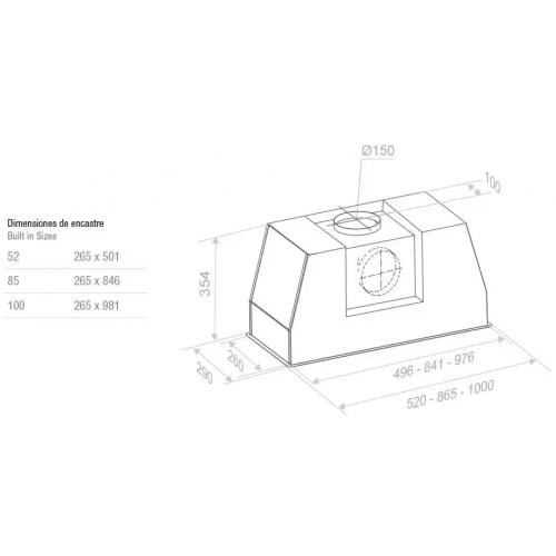 Встраиваемая вытяжка 52 см Pando PRO/52 INOX V.1050 SEC PLUS стальная