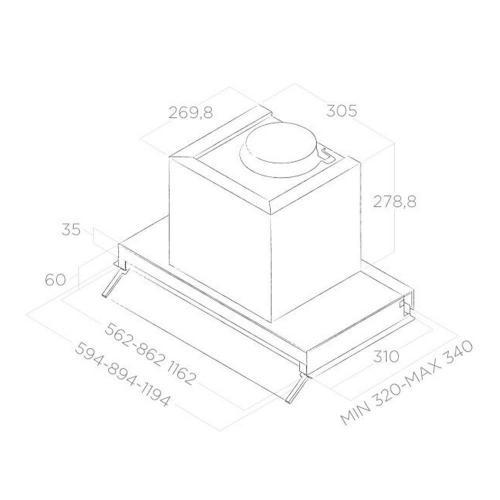 Встраиваемая вытяжка 59 см Elica Live Boxin LX/BL MAT/A/60 черный матовый