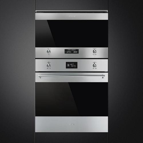 Встраиваемая микроволновая печь 60х30 см Smeg Classica MP322X1 стальная