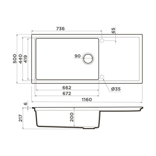 Кухонная мойка 116 см Omoikiri Sintesi 116-CN canyon - 2 фото