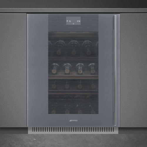 Встраиваемый винный шкаф на 38 бутылок 60х82 см Smeg Linea CVI138LS3