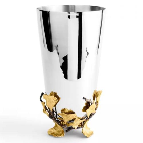 Ваза 16 см Michael Aram Golden Gingko стальная