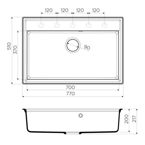 Кухонная мойка 77 см Omoikiri Solidity Daisen 77-BL черная - 2 фото