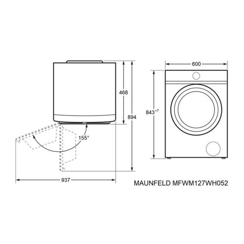 Стиральная машина 60 см на 7 кг Maunfeld MFWM127WH052 белая