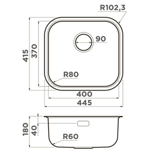 Кухонная мойка 44,5 см Omoikiri Omi 44-U/I-IN нержавеющая сталь