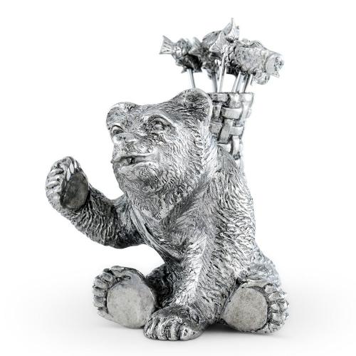 Набор шпажек с подставкой Медведь Vagabond House Woodland Creatures 7 пр оловянный
