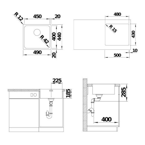 Кухонная мойка 49 см Blanco Solis 450-IF нержавеющая сталь полированная