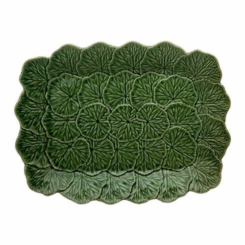 Блюдо 30х39х4 см Bordallo Pinheiro Geranium зеленое