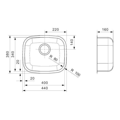 Кухонная мойка 44 см Reginox Comfort L 18 3440 Lux OKG полированная нержавеющая сталь