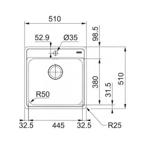 Кухонная мойка 51 см Franke BCX 610-51 TL нержавеющая сталь