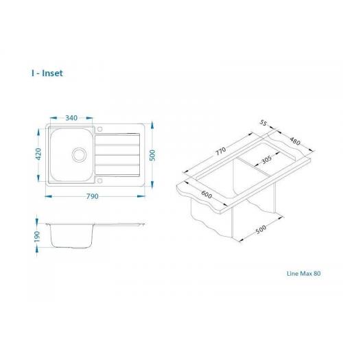 Кухонная мойка 79 см Alveus Line Max неотполированная нержавеющая сталь