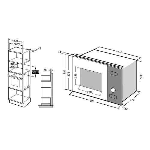 Встраиваемая микроволновая печь 60х39 см Kuppersberg Hi-Tech HMW 650 WH белая