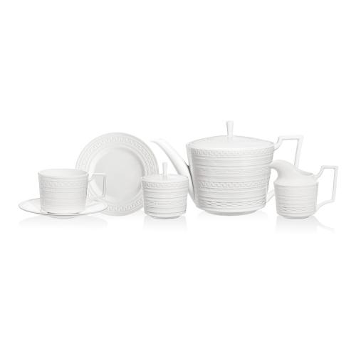 Чайный сервиз на 6 персон Wedgwood Intaglio белый 21 пр