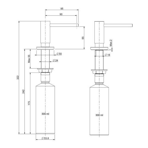 Дозатор 300 мл Reginox Steel