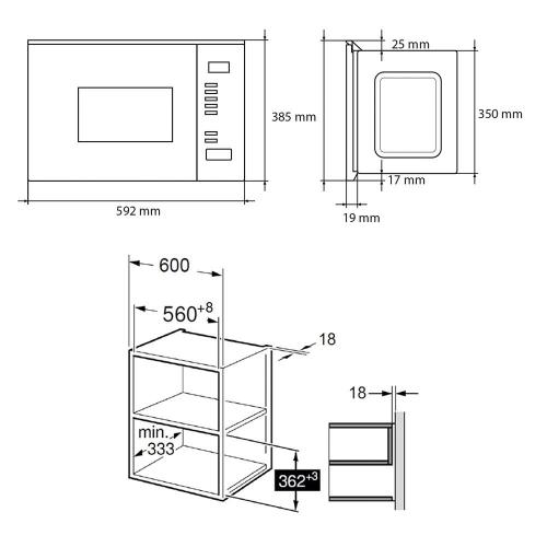 Встраиваемая микроволновая печь 60х38 см Maunfeld MBMO.20.8GB черная