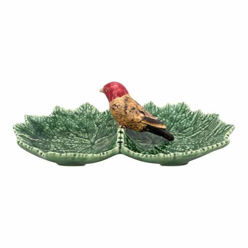 Менажница with Red Bird 22х14 см Bordallo Pinheiro Leaves
