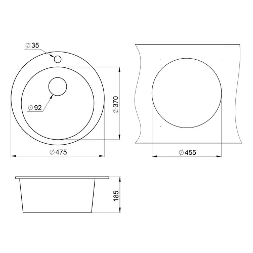 Кухонная мойка 17,5 см Granula 4801 графит - 3 фото