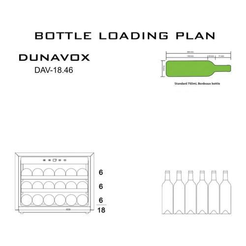 Встраиваемый винный шкаф на 18 бутылок Dunavox DAV-18.46B.TO черный