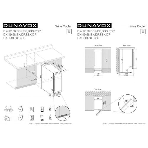 Встраиваемый винный шкаф на 19 бутылок Dunavox Exclusive DAU-19.58B